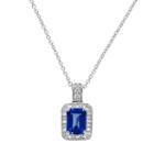 Sterling Silver Lab-created Sapphire & Diamond Accent Rectangle Halo Pendant, Women's, Size: 18, Blue