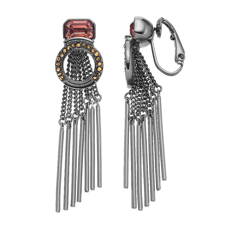 Simply Vera Vera Wang Stick Fringe Nickel Free Clip On Earrings, Women's, Dark Pink