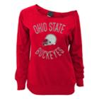 Juniors' Ohio State Buckeyes Flashdance Slouch Crewneck, Teens, Size: Xl, Red