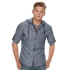 Men's Rock & Republic Hooded Button-down Shirt, Size: Xl, Blue