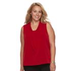 Plus Size Dana Buchman Printed Knot-front Top, Women's, Size: 3xl, Med Red