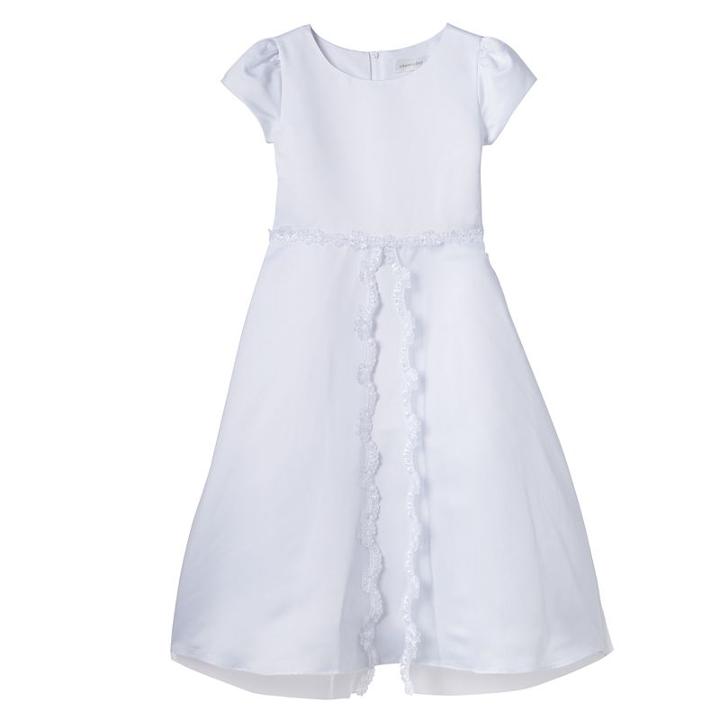 Girls 7-14 Lavender Tea Length Satin Bodice Organza Special Occasion Dress, Girl's, Size: 7, White