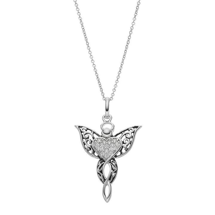 Sentimental Expressions Sterling Silver Cubic Zirconia Angel Of Blessing Necklace, Women's, Size: 18, White
