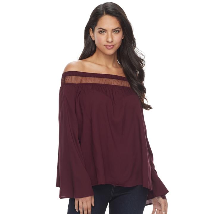 Women's Rock & Republic&reg; Mesh Off-the-shoulder Top, Size: Large, Red