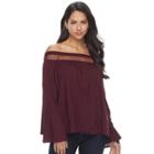 Women's Rock & Republic&reg; Mesh Off-the-shoulder Top, Size: Large, Red