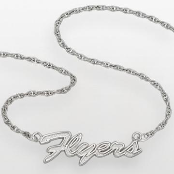 Logoart Philadelphia Flyers Sterling Silver Script Necklace, Women's, Grey