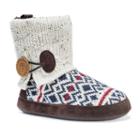 Muk Luks Women's Patti Cuffed Button Bootie Slippers, Size: Xl, Natural