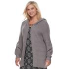 Juniors' Plus Size Mudd&reg; Bishop Sleeve Hooded Cardigan, Teens, Size: 1xl, Med Grey