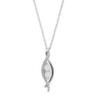 Sterling Silver Lab-created Opal & White Sapphire 2-stone Swirl Pendant, Women's, Size: 18