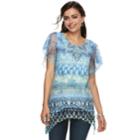 Women's World Unity Lace Shark-bite Top, Size: Medium, Blue
