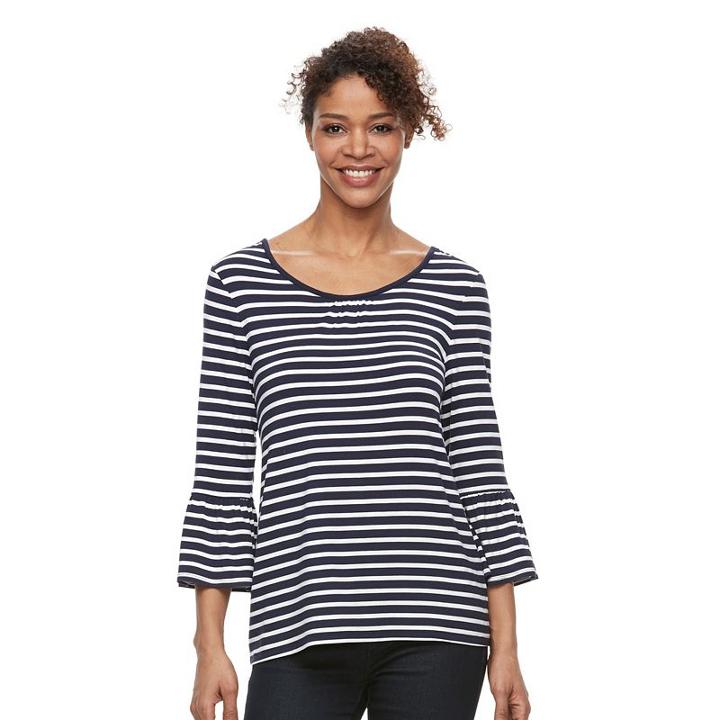 Women's Croft & Barrow&reg; Bell Sleeve Peasant Top, Size: Medium, Blue