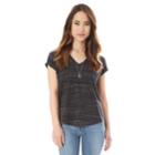 Juniors' Iz Byer Ruched Back Striped Tee With Necklace, Teens, Size: Xs, Black