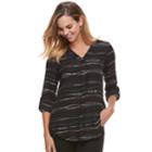 Women's Apt. 9&reg; Roll-tab Chiffon Tunic Top, Size: Medium, Black