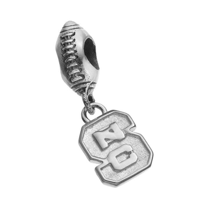 Dayna U Sterling Silver North Carolina State Wolfpack Team Logo Football Charm, Women's, Grey