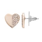 Lc Lauren Conrad Half Pave Heart Nickel Free Stud Earrings, Women's, Light Pink
