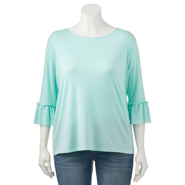 Juniors' Plus Size So&reg; Solid Bell Sleeve Tee, Teens, Size: 1xl, Turquoise/blue (turq/aqua)