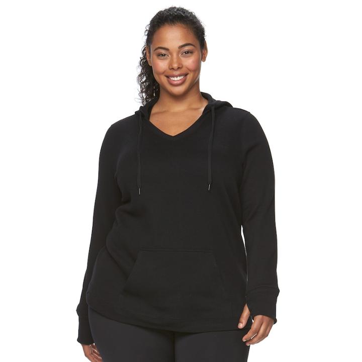 Plus Size Tek Gear&reg; Fleece-lined V-neck Hoodie, Women's, Size: 3xl, Black