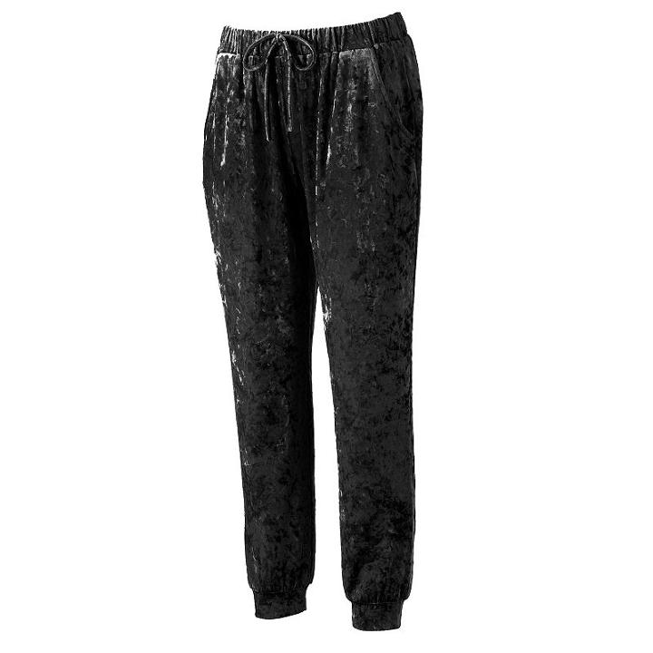 Juniors' Joe B Velvet Jogger Pants, Girl's, Size: Small, Black