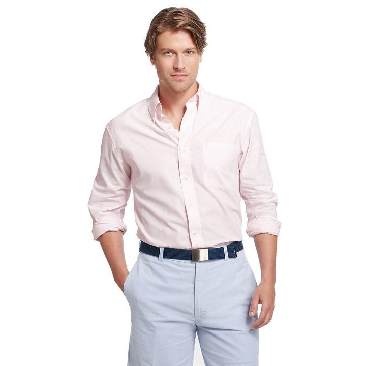 Men's Izod Striped Casual Button-down Shirt, Size: Xxl, Med Pink