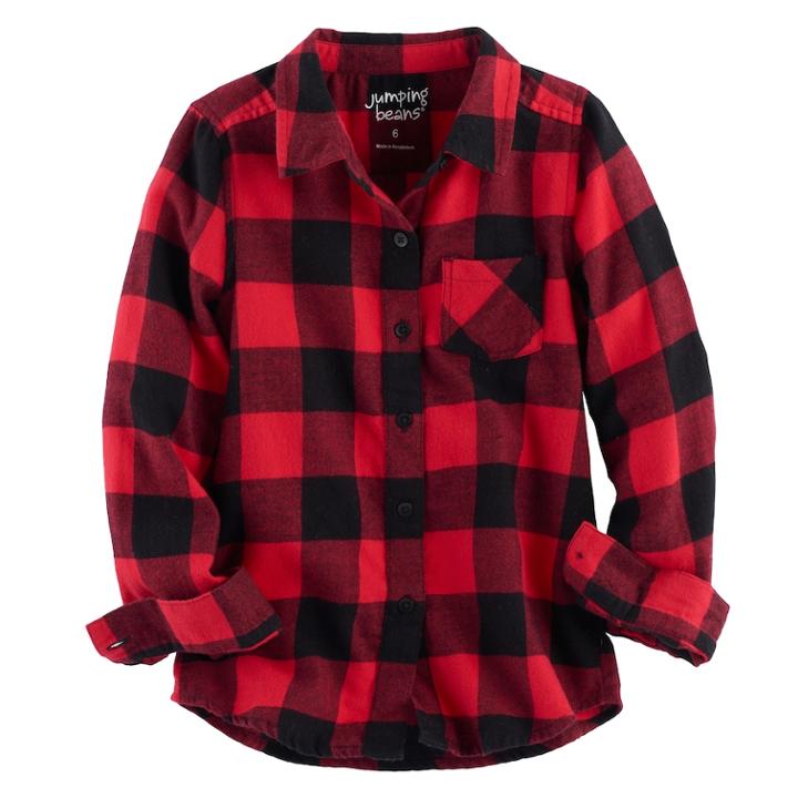 Girls 4-10 Jumping Beans&reg; Long Sleeve Woven Button-front Shirt, Size: 6, Med Red