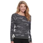 Juniors' So&reg; Perfectly Soft Lace-up Sweatshirt, Teens, Size: Small, Light Grey