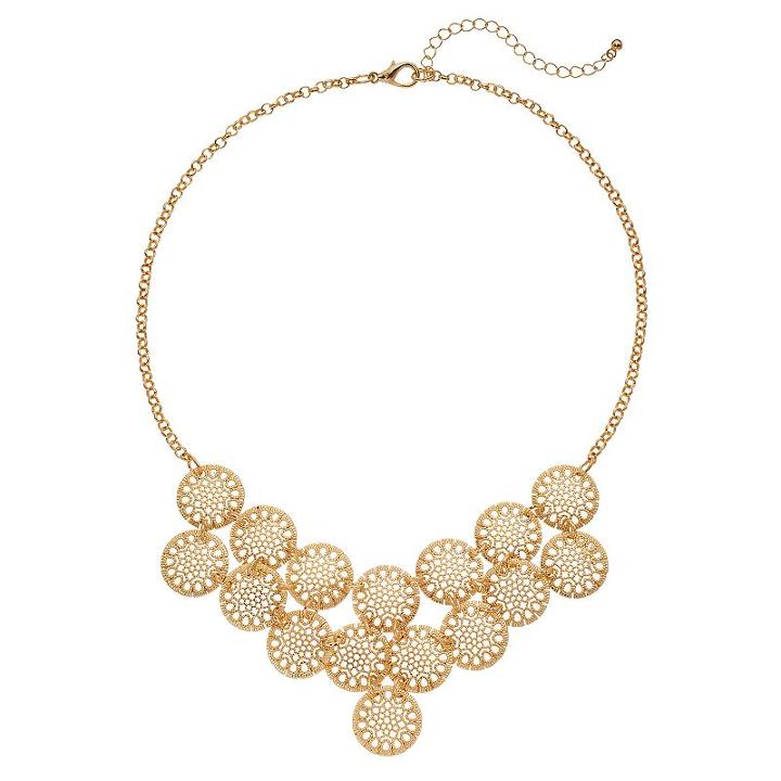 Openwork Disc Statement Necklace, Women's, Gold