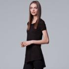 Women's Simply Vera Vera Wang Raw-edge High Low Tee, Size: Medium, Black