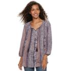 Women's Sonoma Goods For Life&trade; Printed Pintuck Peasant Top, Size: Xs, Drk Purple