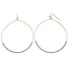 Lc Lauren Conrad Nickel Free Beaded Hoop Drop Earrings, Women's, Grey