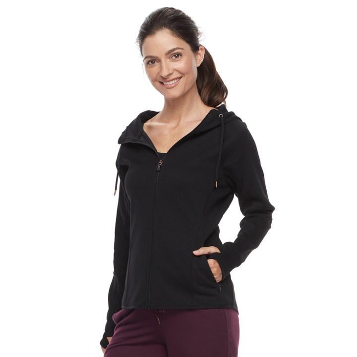 Petite Tek Gear&reg; Fleece Raglan Hoodie, Women's, Size: M Petite, Black