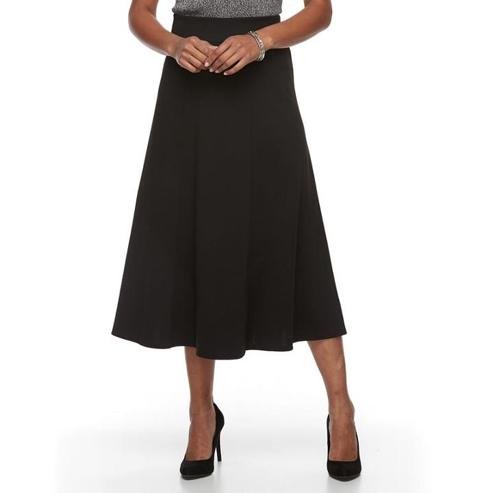 Women's Dana Buchman Seamed Midi Skirt, Size: Xl, Black