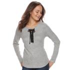 Juniors' Pink Republic Lace-up Long Sleeve Top, Teens, Size: Medium, White Oth