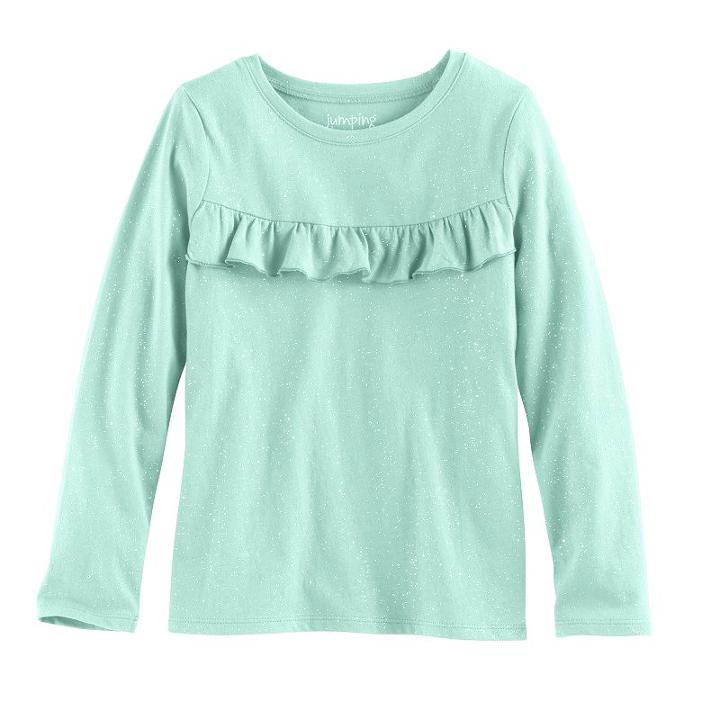 Girls 4-10 Jumping Beans&reg; Ruffle Yoke Tee, Size: 6x, Turquoise/blue (turq/aqua)