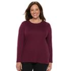 Plus Size Croft & Barrow&reg; Classic Crewneck Tee, Women's, Size: 4xl, Dark Red