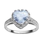 Sterling Silver Lab-created Aquamarine And Lab-created White Sapphire Heart Crown Ring, Women's, Size: 6, Blue