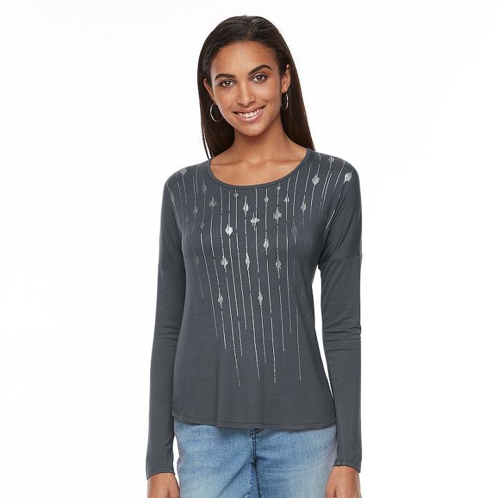 Women's Apt. 9&reg; Abstract Graphic Tee, Size: Xxl, Dark Grey