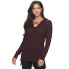 Women's Apt. 9&reg; Crisscross Ribbed Sweater, Size: Small, Green Oth