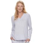 Women's Croft & Barrow&reg; Pajamas: Whispery Clouds V-neck Long Sleeve Top, Size: Large, Med Purple