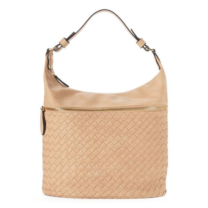 Yoki Basket Weave Shoulder Bag, Women's, Beig/green (beig/khaki)