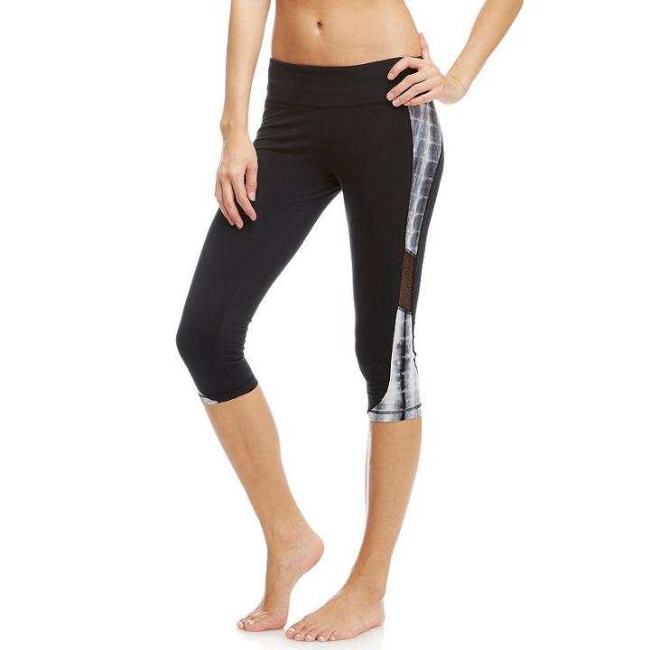 Women's Balance Collection Aria Tie-dye Capri Yoga Leggings, Size: Xl, Black