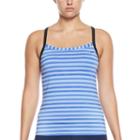 Women's Nike Static Striped Racerback Tankini Top, Size: Large, Blue