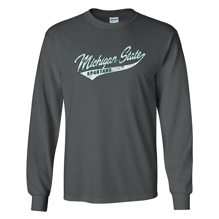 Men's Michigan State Spartans Mcfly Long-sleeve Tee, Size: Large, Grey (charcoal)
