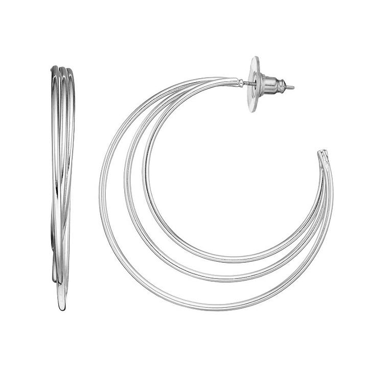Dana Buchman Layered Nickel Free Hoop Earrings, Women's, Silver
