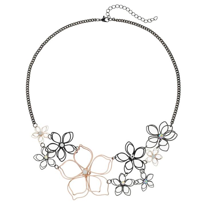 Mudd&reg; Two Tone Wire Flower Statement Necklace, Teens, Multicolor