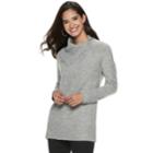 Women's Apt. 9&reg; Cozy Asymmetrical Mockneck Tunic Sweater, Size: Medium, Med Grey