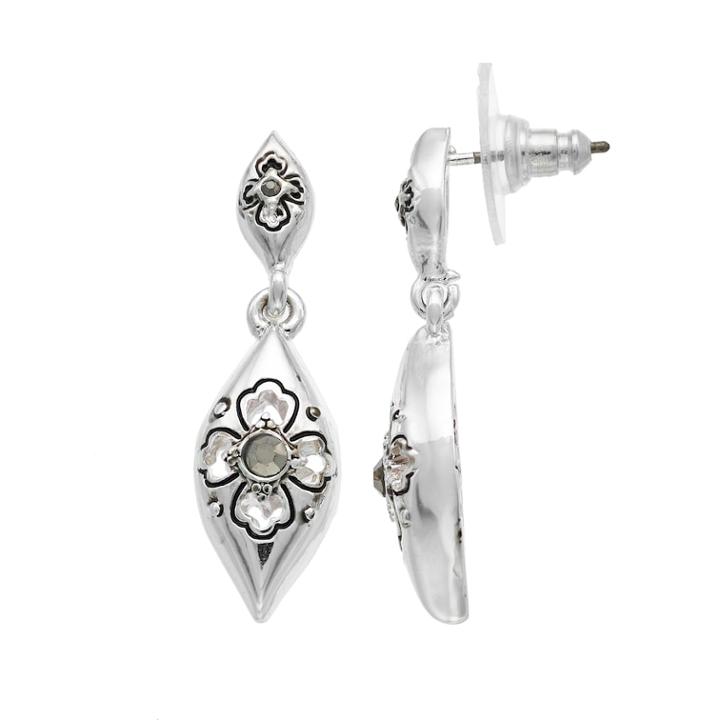 Napier Floral Double Drop Earrings, Women's, Silver