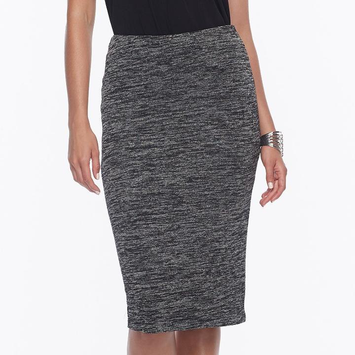 Women's Apt. 9&reg; Tummy Control Pull-on Pencil Skirt, Size: Xs, Black