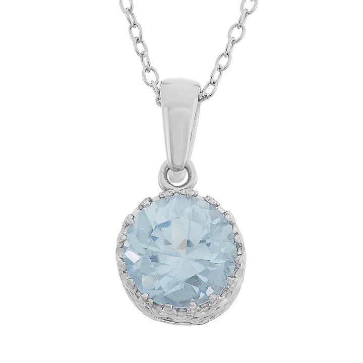 Tiara Lab-created Aquamarine Sterling Silver Pendant Necklace, Women's, Size: 18, Blue