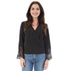 Juniors' Iz Byer California Lace Faux-wrap Top, Teens, Size: Xs, Black