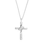 Sterling Silver 1/10 Carat T.w. Diamond Cross Pendant Necklace, Women's